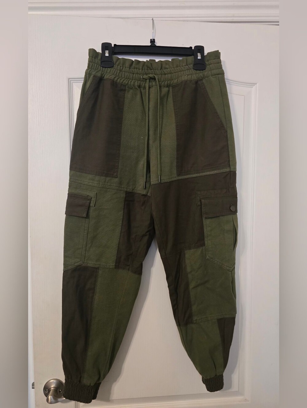 Alice + Olivia Army Green Colorblock Drawstring Military Jogger Cargo Pants